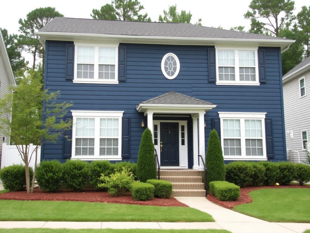Two-story navy exterior